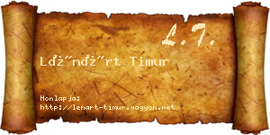 Lénárt Timur névjegykártya