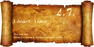 Lénárt Timur névjegykártya
